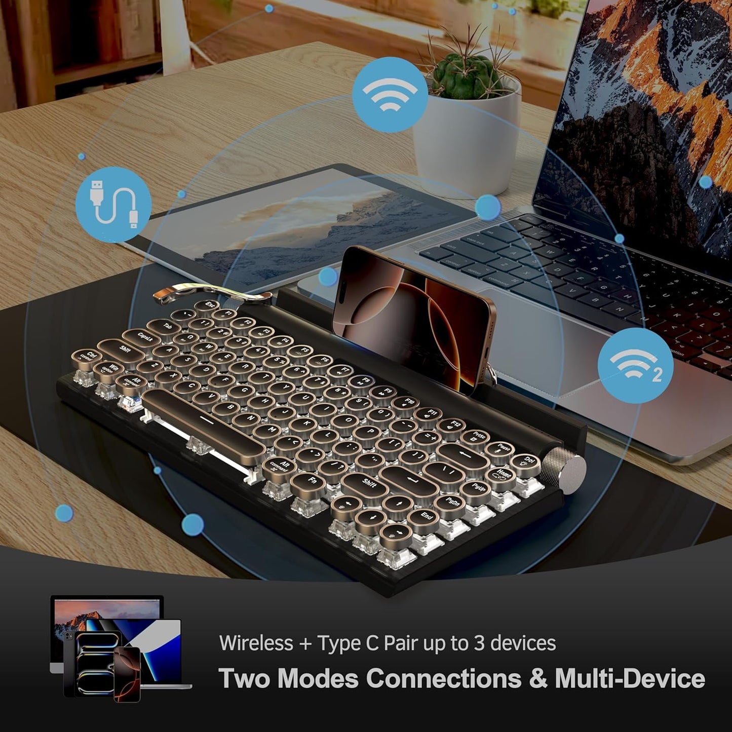 Taiahiro Retro Typewriter Bluetooth Mechanical Keyboard